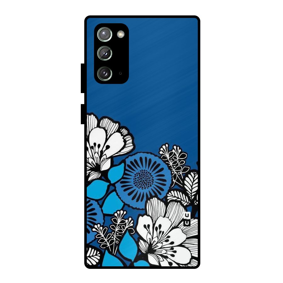 Blue White Flowers Metal Back Case for Galaxy Note 20