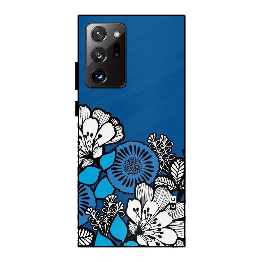Blue White Flowers Metal Back Case for Galaxy Note 20 Ultra