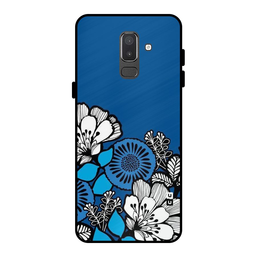 Blue White Flowers Metal Back Case for Galaxy On8 (2018)