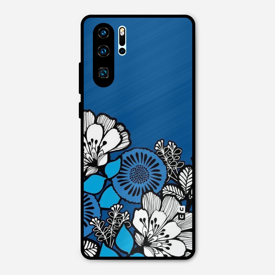 Blue White Flowers Metal Back Case for Huawei P30 Pro