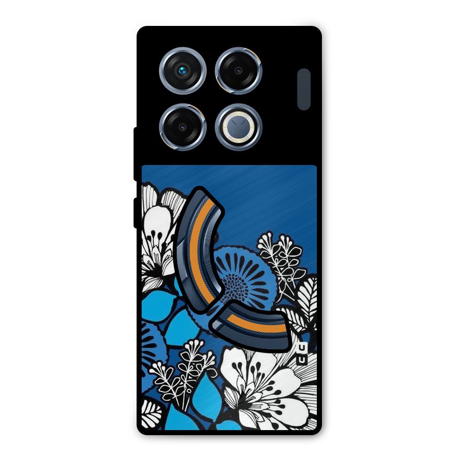 Blue White Flowers Metal Back Case for Infinix GT 20 Pro