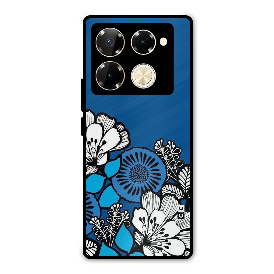 Blue White Flowers Metal Back Case for Infinix Note 40 Pro Plus
