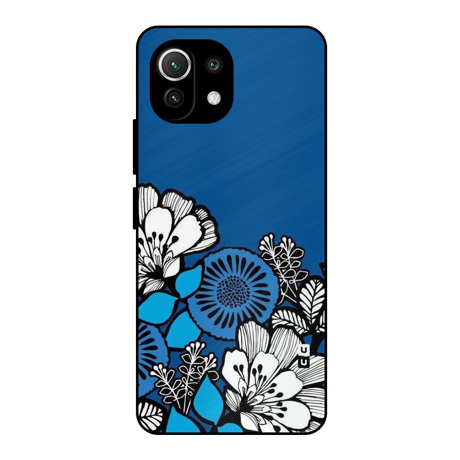 Blue White Flowers Metal Back Case for Mi 11 Lite NE 5G