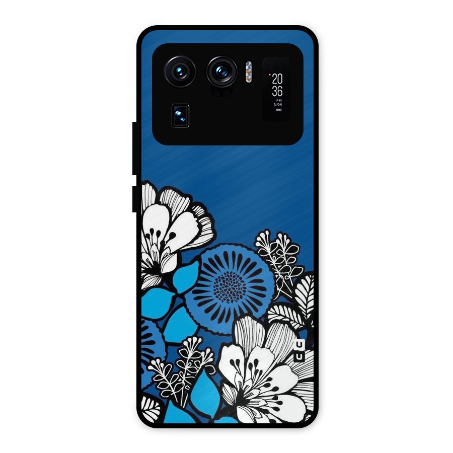 Blue White Flowers Metal Back Case for Mi 11 Ultra
