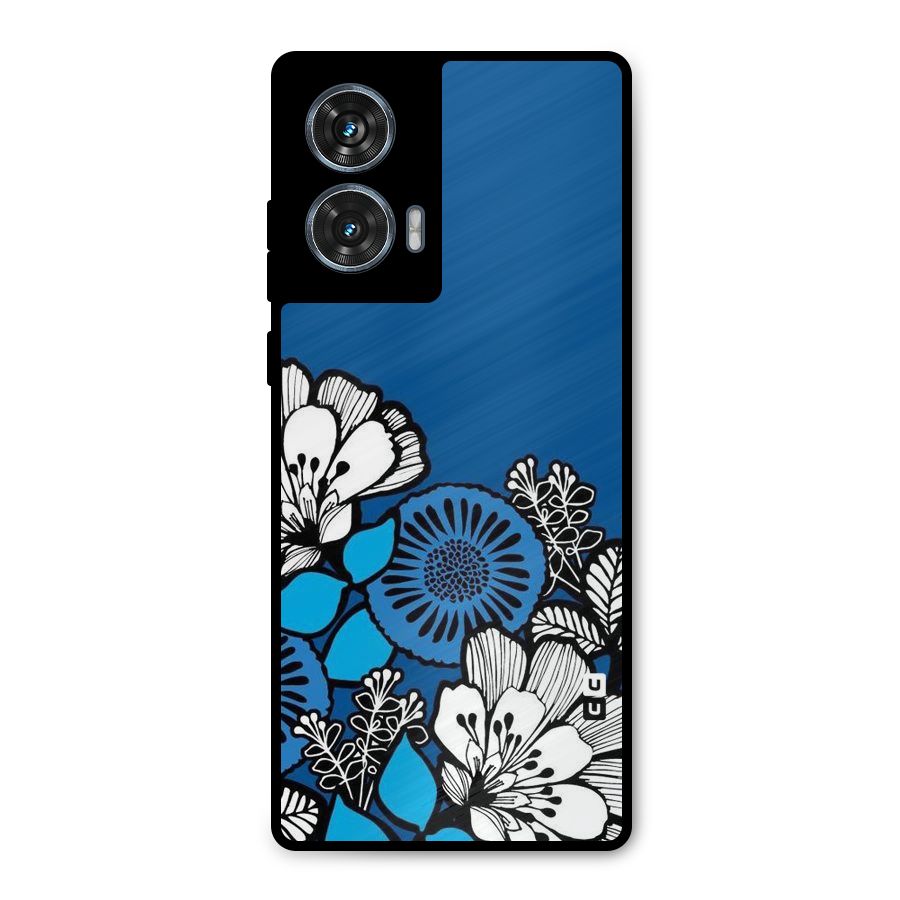 Blue White Flowers Metal Back Case for Motorola G96