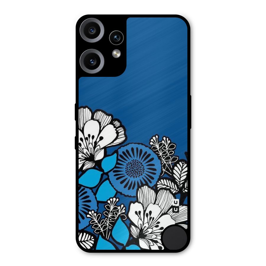 Blue White Flowers Metal Back Case for Nothing CMF Phone 2 Pro
