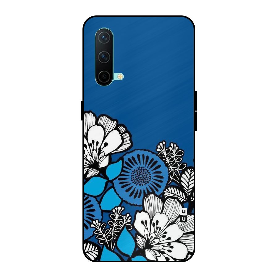 Blue White Flowers Metal Back Case for OnePlus Nord CE 5G