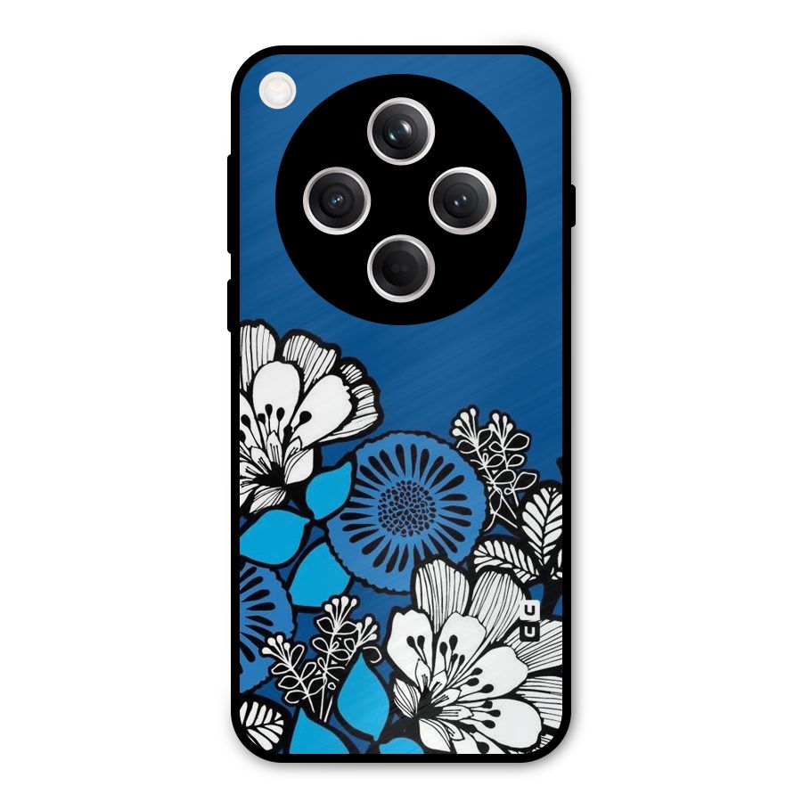 Blue White Flowers Metal Back Case for Oppo Find X8