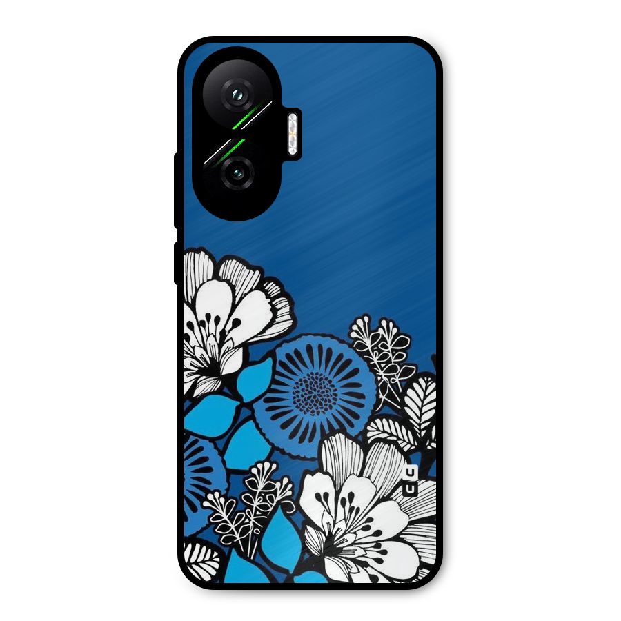 Blue White Flowers Metal Back Case for Poco F7