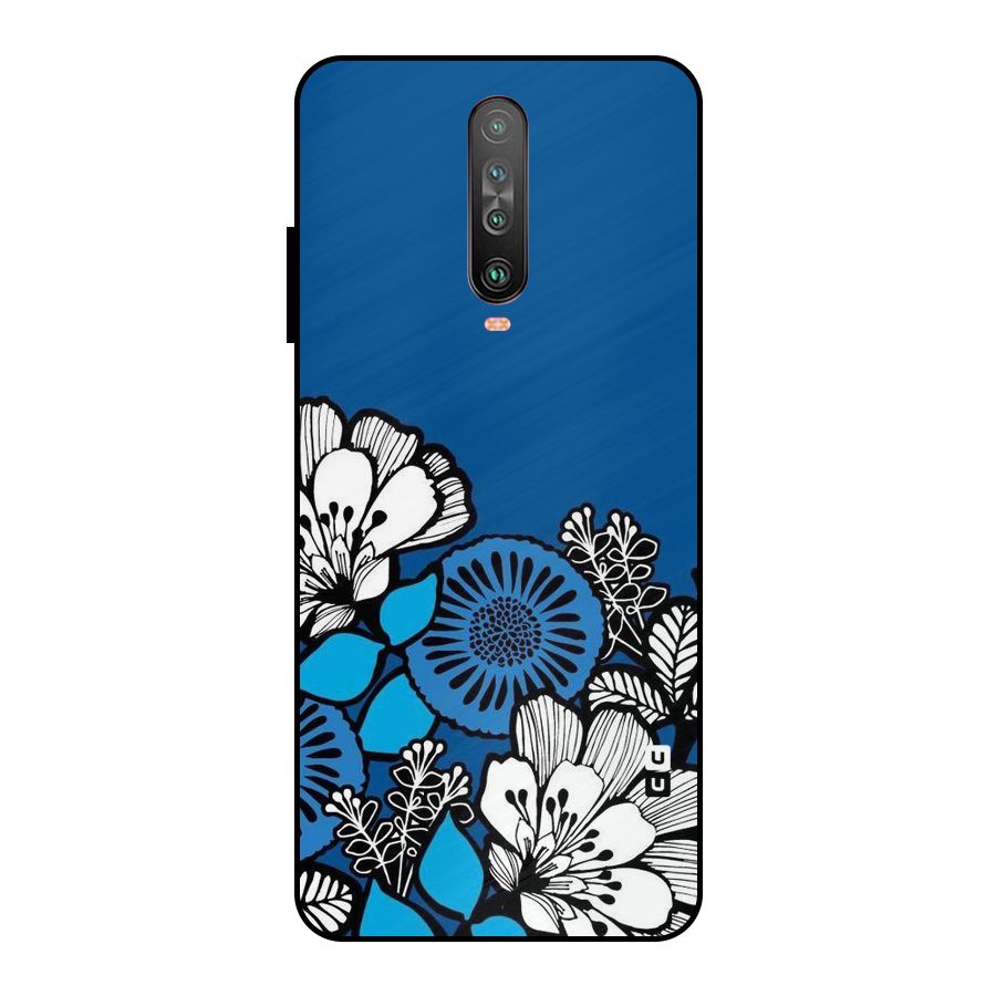 Blue White Flowers Metal Back Case for Poco X2