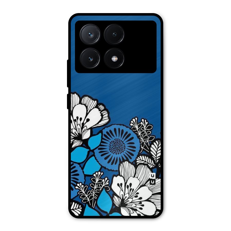 Blue White Flowers Metal Back Case for Poco X6 Pro