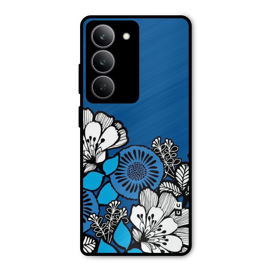 Blue White Flowers Metal Back Case for Realme P3x
