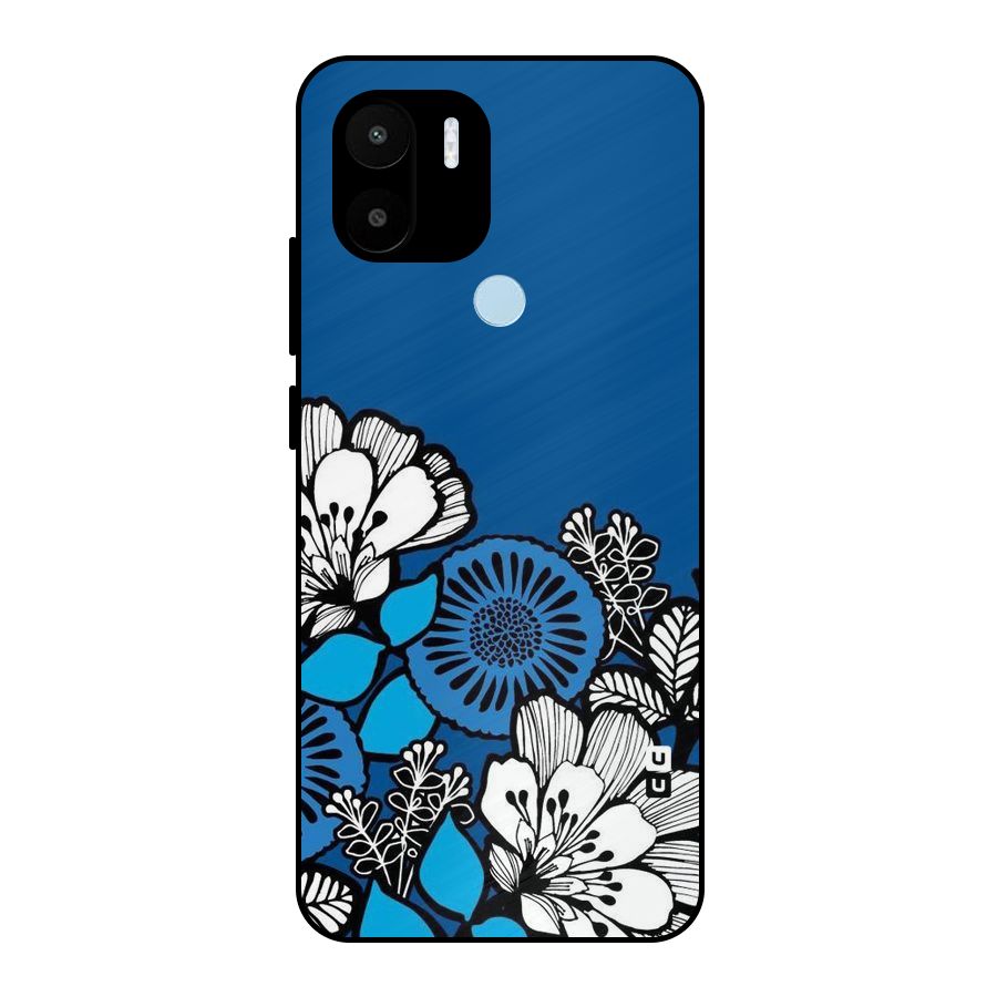 Blue White Flowers Metal Back Case for Redmi A1+