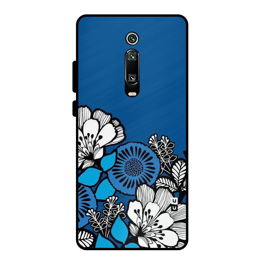 Blue White Flowers Metal Back Case for Redmi K20 Pro