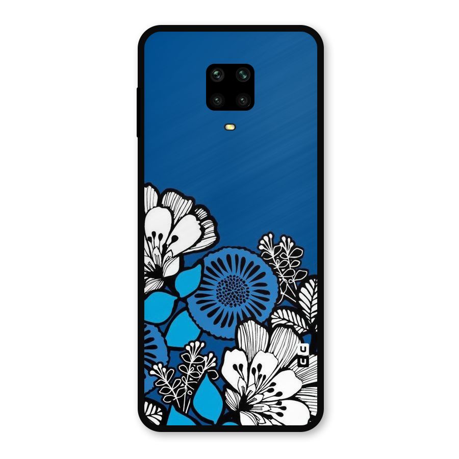 Blue White Flowers Metal Back Case for Redmi Note 10 Lite