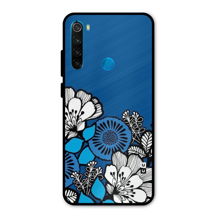 Blue White Flowers Metal Back Case for Redmi Note 8
