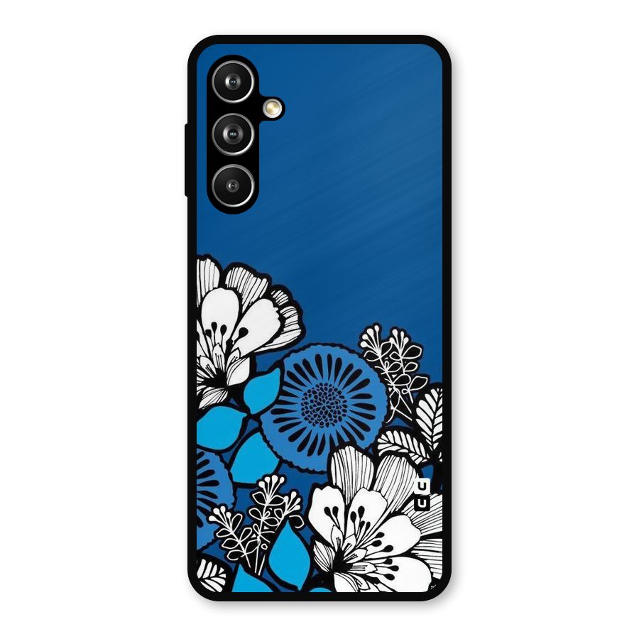 Blue White Flowers Metal Back Case for Samsung Galaxy M54
