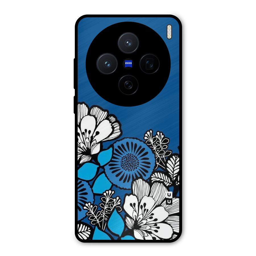 Blue White Flowers Metal Back Case for Vivo X200