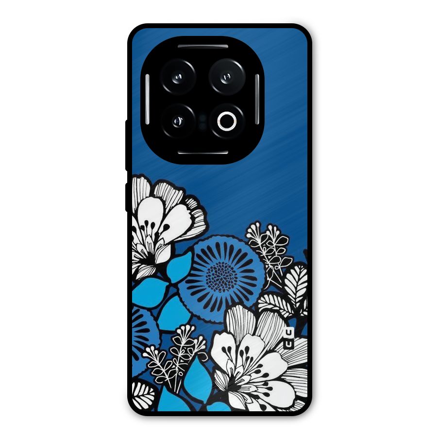 Blue White Flowers Metal Back Case for iQOO 13