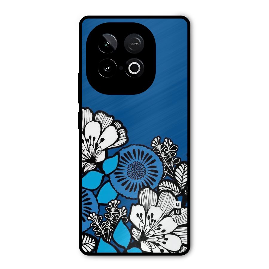 Blue White Flowers Metal Back Case for iQOO Neo 10