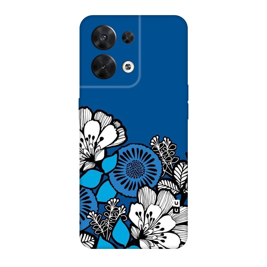 Blue White Flowers Original Polycarbonate Back Case for Oppo Reno8 5G