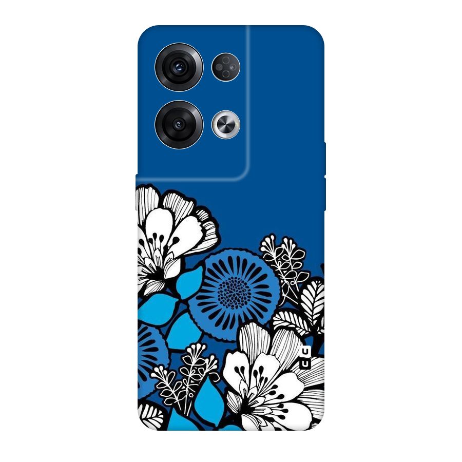 Blue White Flowers Original Polycarbonate Back Case for Oppo Reno8 Pro 5G
