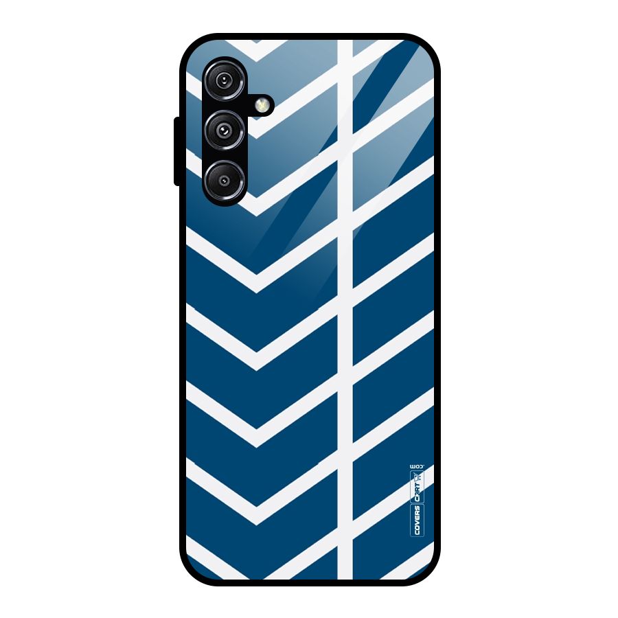 Blue White Pattern Glass Back Case for Galaxy M34 5G