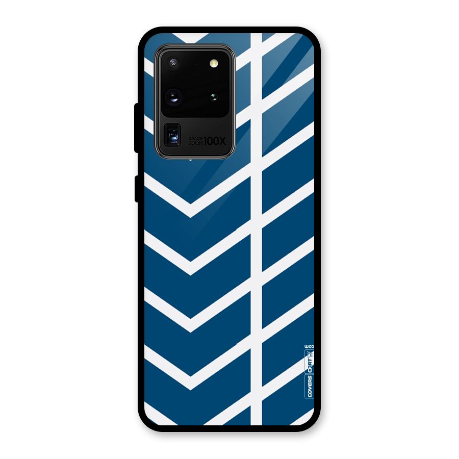 Blue White Pattern Glass Back Case for Galaxy S20 Ultra