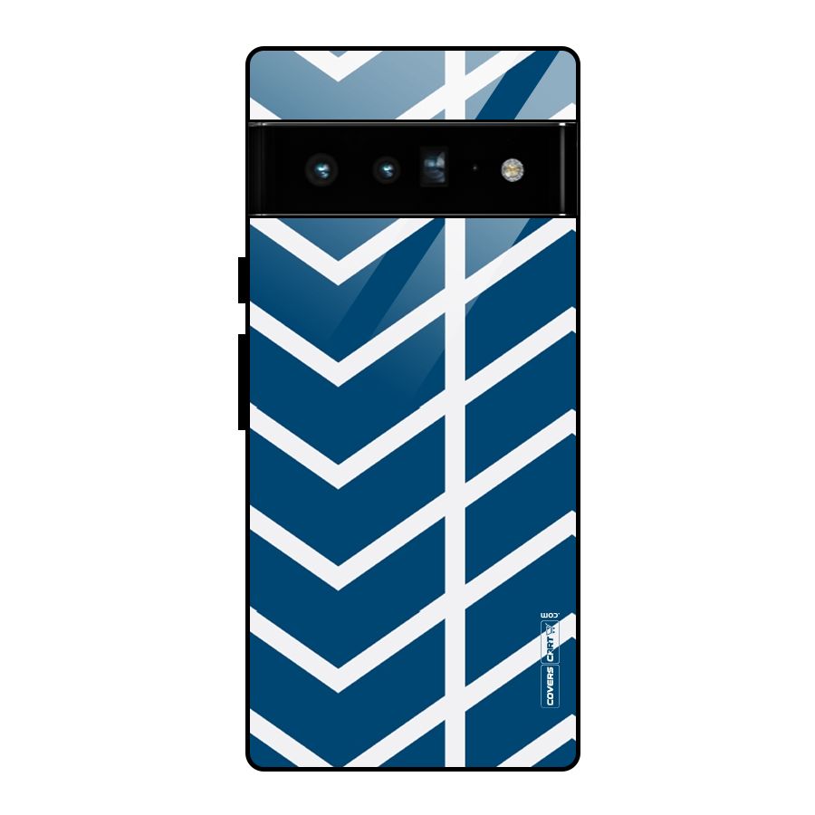 Blue White Pattern Glass Back Case for Google Pixel 6 Pro