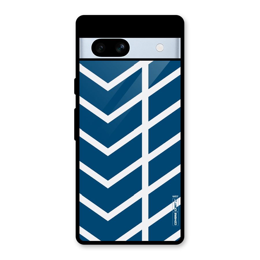 Blue White Pattern Glass Back Case for Google Pixel 7a