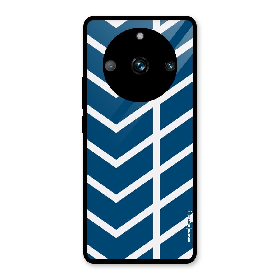 Blue White Pattern Glass Back Case for Realme 11 Pro Plus