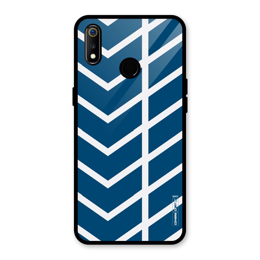 Blue White Pattern Glass Back Case for Realme 3