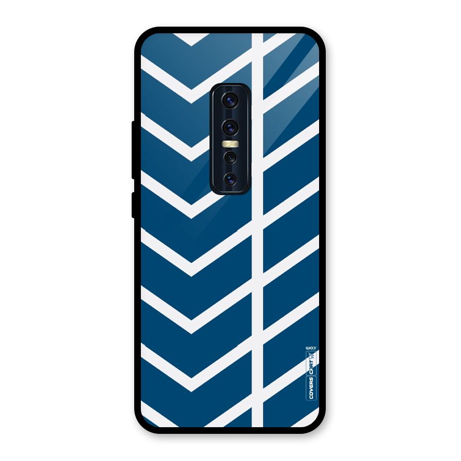 Blue White Pattern Glass Back Case for Vivo V17 Pro
