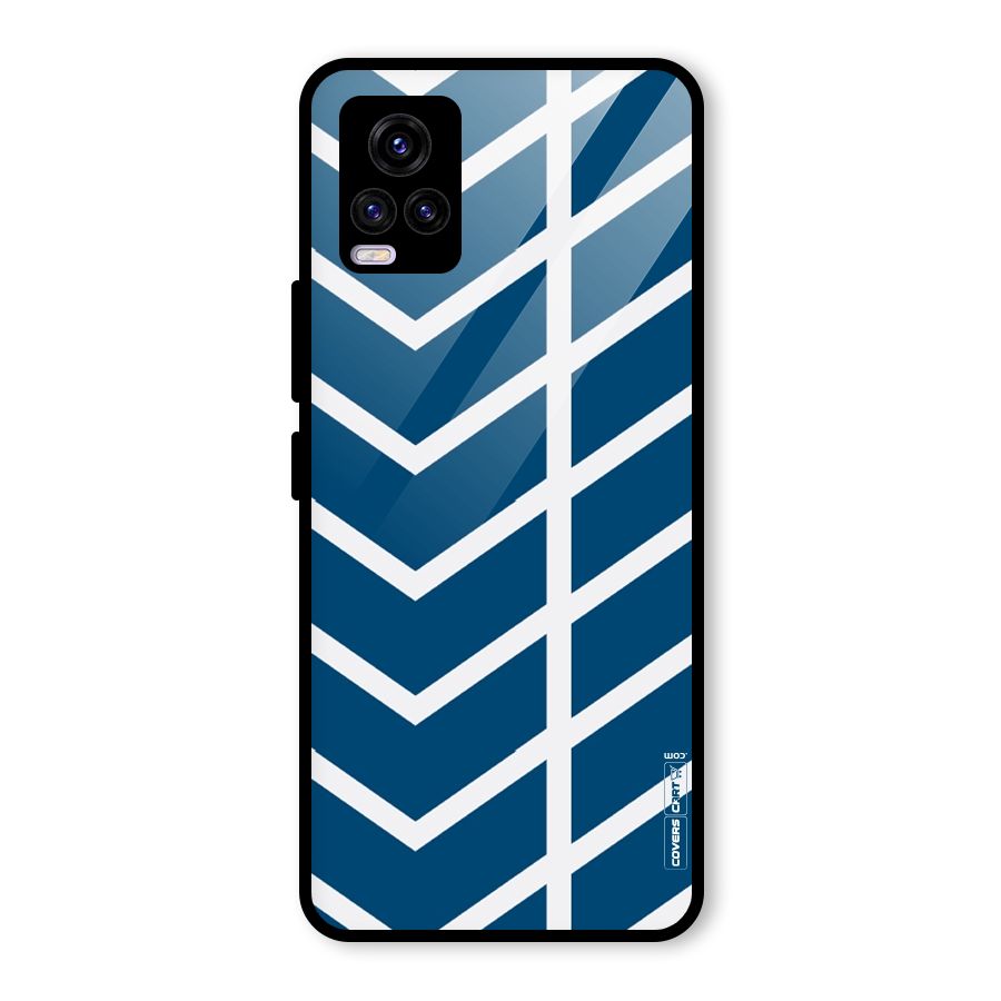 Blue White Pattern Glass Back Case for Vivo V20 2021