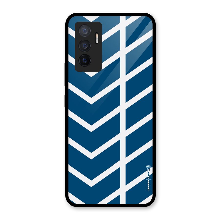 Blue White Pattern Glass Back Case for Vivo V23e