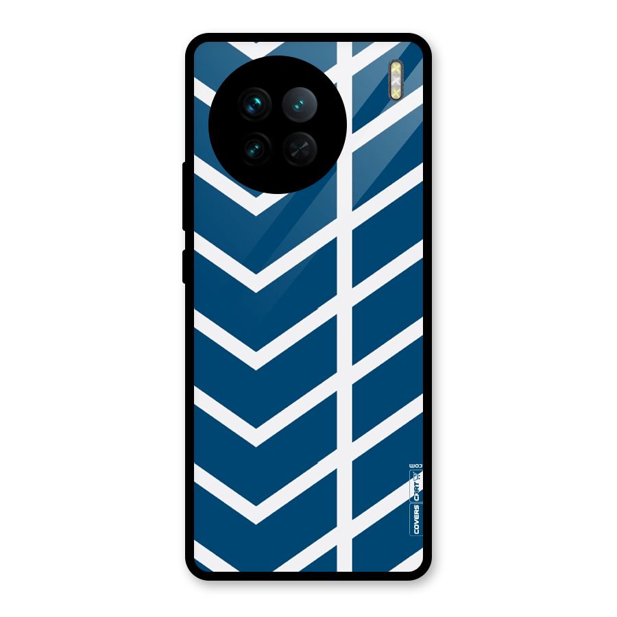 Blue White Pattern Glass Back Case for Vivo X90