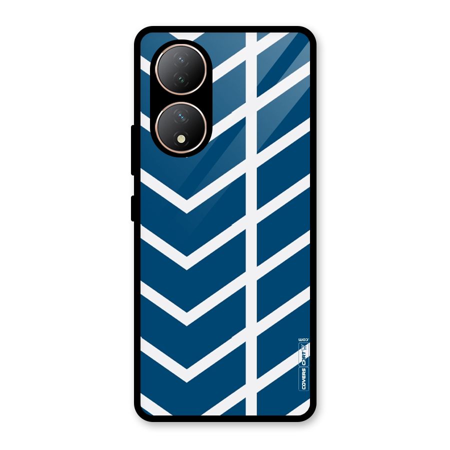 Blue White Pattern Glass Back Case for Vivo Y100A