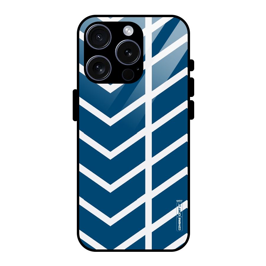 Blue White Pattern Glass Back Case for iPhone 15 Pro