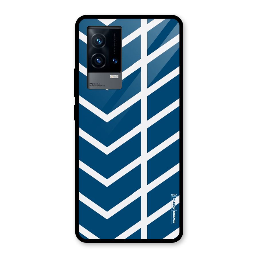 Blue White Pattern Glass Back Case for iQOO 9 5G