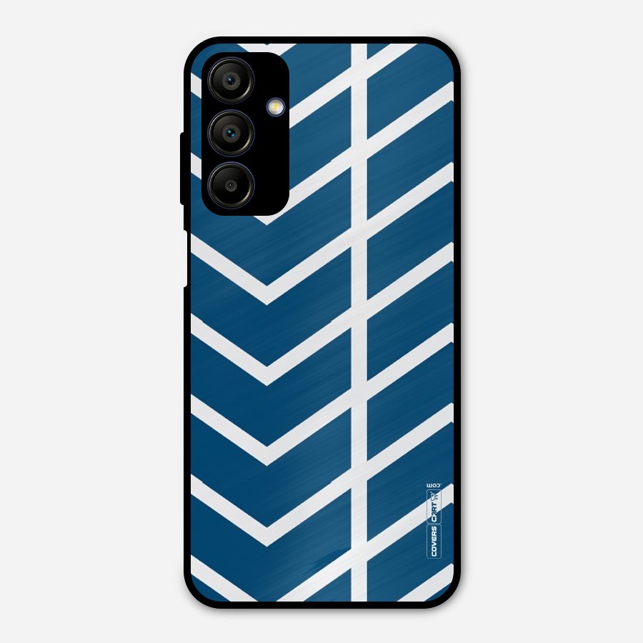 Blue White Pattern Metal Back Case for Galaxy A15 5G