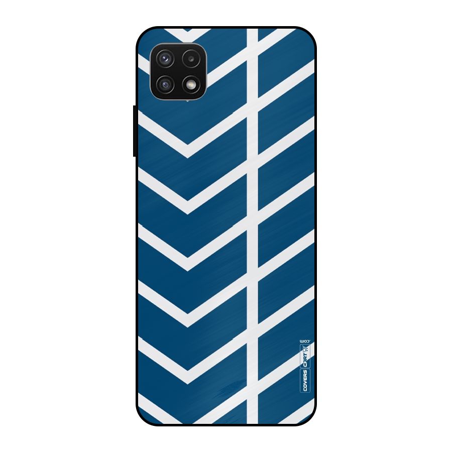 Blue White Pattern Metal Back Case for Galaxy A22 5G