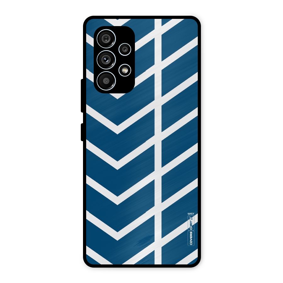 Blue White Pattern Metal Back Case for Galaxy A53 5G