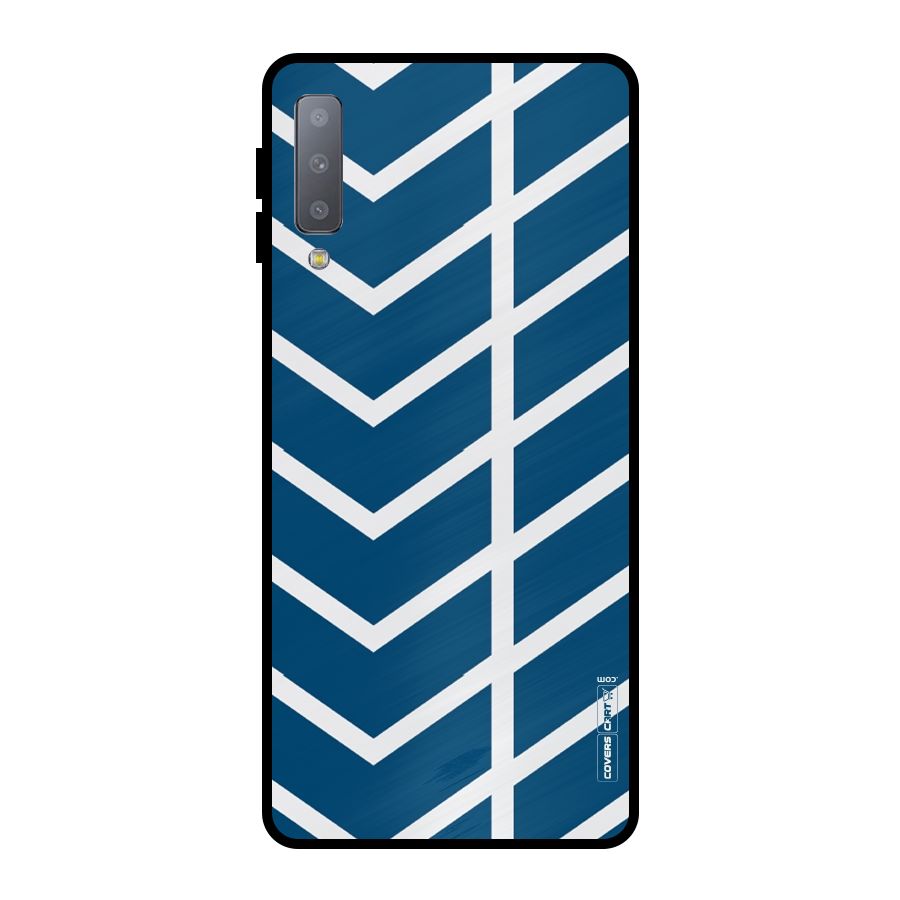 Blue White Pattern Metal Back Case for Galaxy A7 (2018)