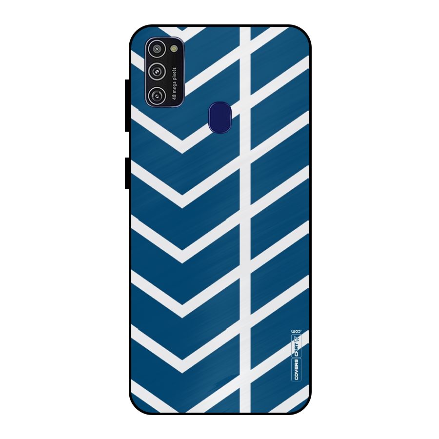 Blue White Pattern Metal Back Case for Galaxy M21