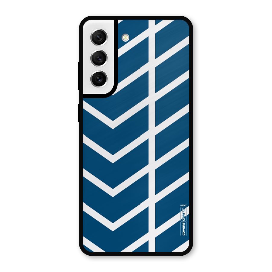 Blue White Pattern Metal Back Case for Galaxy S21 FE 5G