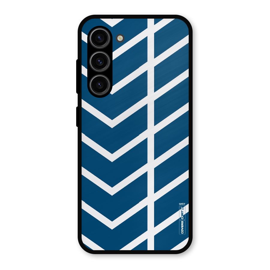 Blue White Pattern Metal Back Case for Galaxy S23