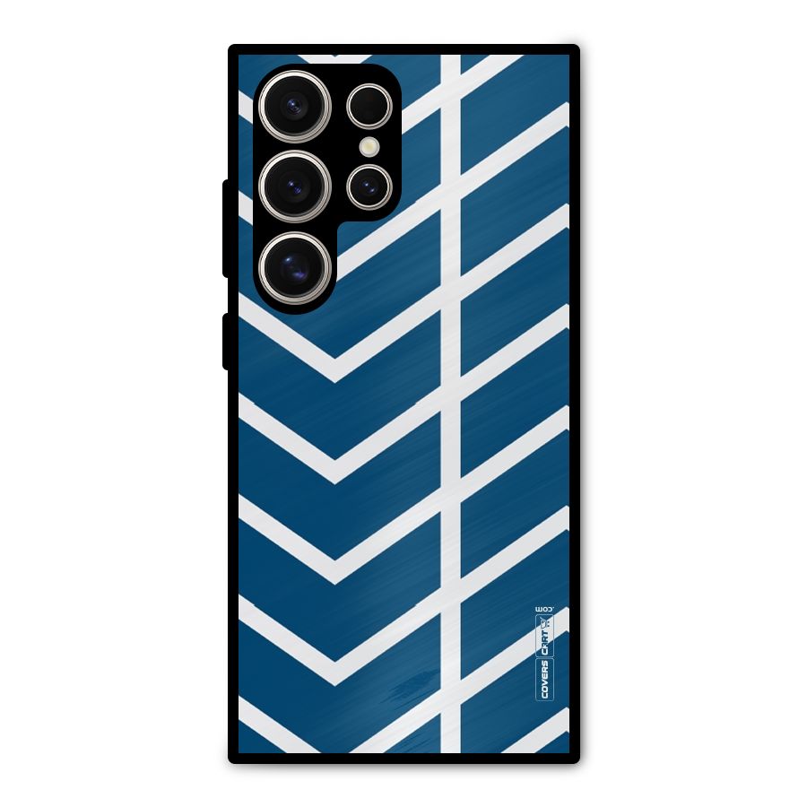 Blue White Pattern Metal Back Case for Galaxy S24 Ultra