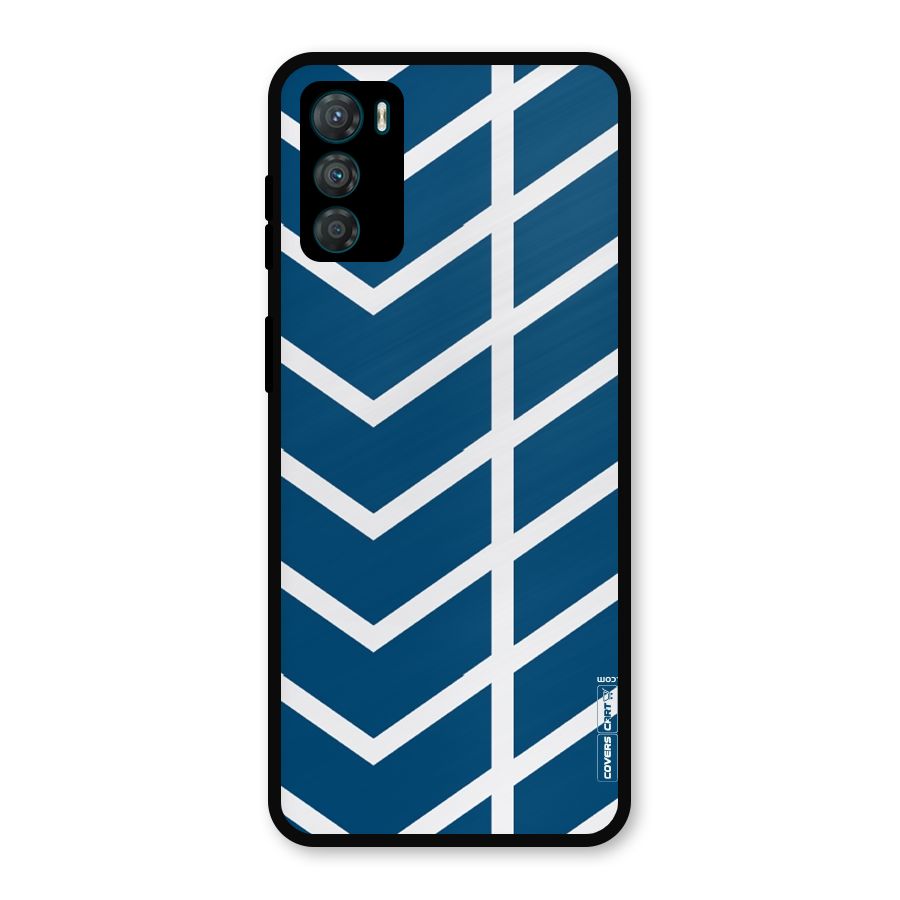 Blue White Pattern Metal Back Case for Moto G42