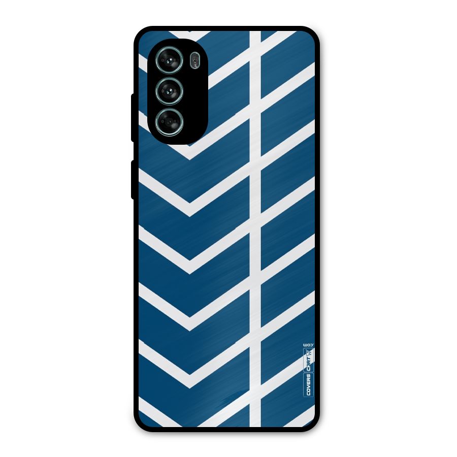 Blue White Pattern Metal Back Case for Moto G62
