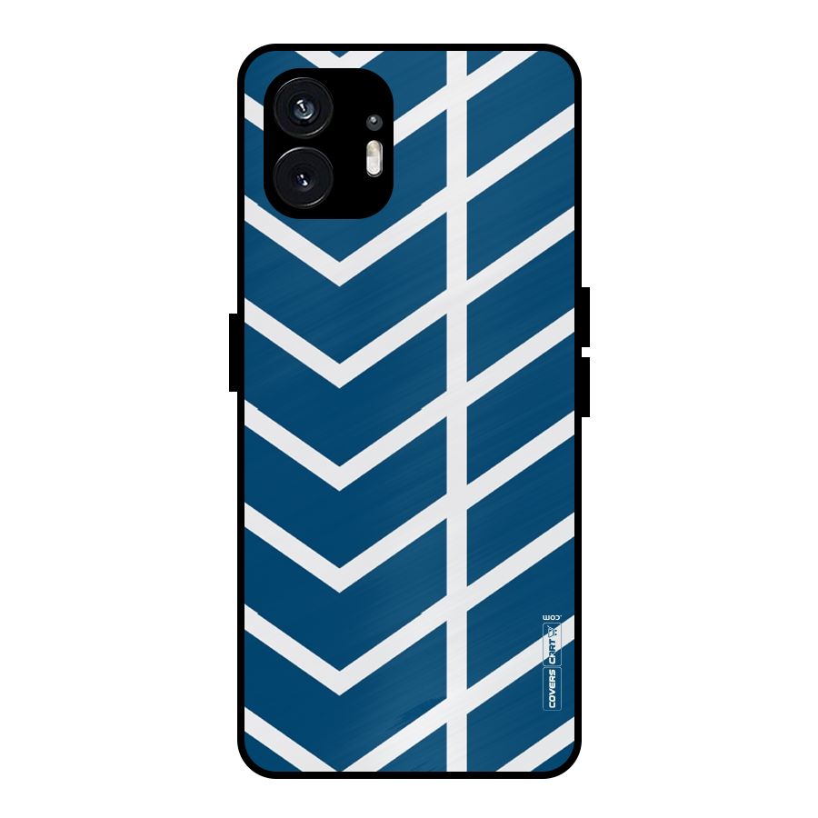 Blue White Pattern Metal Back Case for Nothing Phone 2